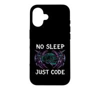 Custodia per iPhone 16 Programmer Hacker No Sleep Just Code Cyberpunk Brain