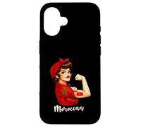 Custodia per iPhone 16 Proud Strong Moroccan Girl Woman Girlfriend Morocco Flag