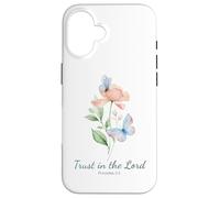 Custodia per iPhone 16 Proverbs 3:5 Trust in the LORD - Women Girls Floral (White)
