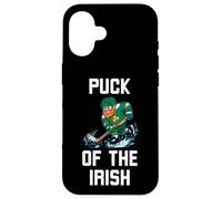Custodia per iPhone 16 Puck of the Irish Leprechaun Hockey St Patricks Day Divertente