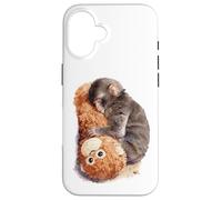 Custodia per iPhone 16 Punch - Carino Baby Scimmia & Orangutan Peluche Acquerello