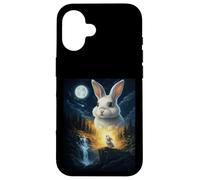 Custodia per iPhone 16 Rabbit Howling to The Moon Vintage Funny Rabbit