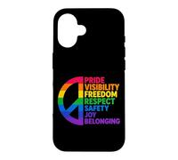 Custodia per iPhone 16 Rainbow Peace Pride Visibilità Libertà Rispetto