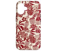 Custodia per iPhone 16 Red Tropical Pineapple Palm Leaf Aloha Summer Pattern