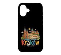 Custodia per iPhone 16 Regalo disegnato a mano del punto di riferimento del souvenir di viaggio di Cracovia Polonia