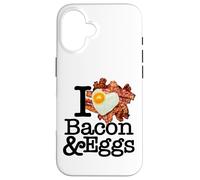 Custodia per iPhone 16 Regalo I Love Bacon and Eggs