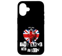 Custodia per iPhone 16 Regina Elisabetta II Dio salvi la regina Punk Memoriam Love