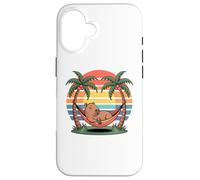 Custodia per iPhone 16 Relaxing capybara, Sunset, Palm tree, Summer capy vacation