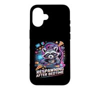 Custodia per iPhone 16 Respawning dopo Bedtime Raccoon Gamer