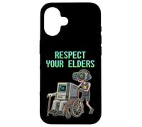 Custodia per iPhone 16 Respect Your Elders Retro Computer Gamer Boy Funny VR Gaming