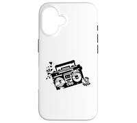 Custodia per iPhone 16 Retro 80s 90s Boom-box Vintage Cassette Player Graphic Tee