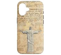 Custodia per iPhone 16 Retro Christ The Redeemer Illustration For Vintage Christian