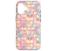 Custodia per iPhone 16 Retro Pink and Yellow Geometric Floral Pattern Girly Pastel