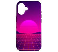 Custodia per iPhone 16 Retro Sunset Horizon Minimal Synthwave Paesaggio