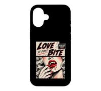 Custodia per iPhone 16 Retro Vampire Halloween Love at First Bite Kiss or Treat