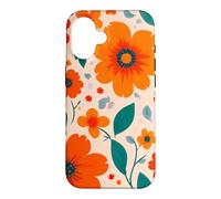 Custodia per iPhone 16 Retro Vintage Motivo Floreale Arancione Boho Hippie Garden