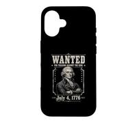 Custodia per iPhone 16 Ricercato per tradimento Divertente 4 luglio Thomas Jefferson