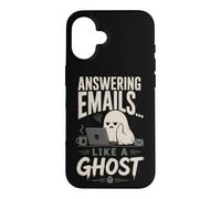 Custodia per iPhone 16 Rispondere alle e-mail come un fantasma divertente ufficio di Halloween
