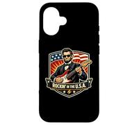 Custodia per iPhone 16 Rockin negli Stati Uniti Presidente Guitar American Independence Day