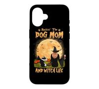 Custodia per iPhone 16 Rocking The Dog Mom And Witch Life Bull Terrier Halloween