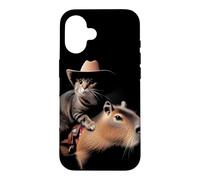 Custodia per iPhone 16 Rodeo Kitten Wrangler Bizzarro Capibara Mount Western Cat