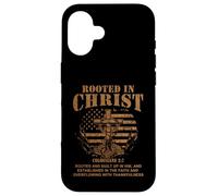 Custodia per iPhone 16 Rooted in Christ Shirt Christian Shirt for Men Cross Shirt