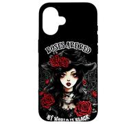Custodia per iPhone 16 Rose Are Red My World is Black Gothic Roses Gothic Woman