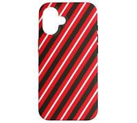 Custodia per iPhone 16 Rosso Nero Bianco Linee Diagonali Strisce Geometriche