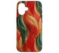 Custodia per iPhone 16 Rosso Oro Verde Astratto Island Pattern Geometrico Onda Design
