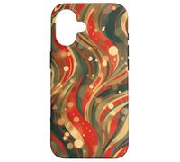 Custodia per iPhone 16 Rosso Oro Verde Astratto Island Pattern Geometrico Onda Design