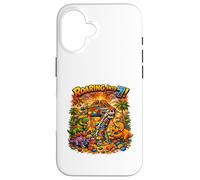 Custodia per iPhone 16 Ruggendo in 7 dinosauri festa di compleanno Building Blocks Dino