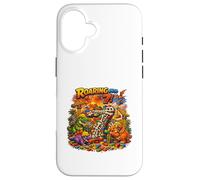 Custodia per iPhone 16 Ruggendo in 7 dinosauri festa di compleanno Building Blocks Dino