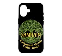 Custodia per iPhone 16 Samhain Enchanted Woods Celtic Roots Strega gaelica di Halloween