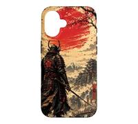 Custodia per iPhone 16 Samurai all'alba sotto il sole cremisi