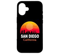Custodia per iPhone 16 San Diego California State USA Vintage Sunset Retro City