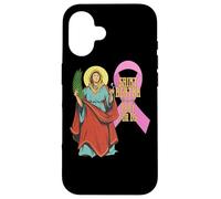 Custodia per iPhone 16 Santa Agata Cancro al seno Nastro Patrono Santo Infermiere Cattolico