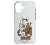 Custodia per iPhone 16 Sant'Antonio da Padova con Cristo Bambino Santo Patrono