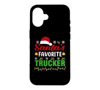 Custodia per iPhone 16 Santa's Favorite Trucker Funny Christmas Trucker Xmas