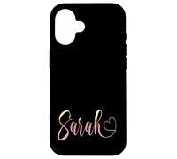 Custodia per iPhone 16 Sarah First Name on Pastel Rainbow Colors for Girls & Teens