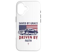 Custodia per iPhone 16 Saved by Grace, Driven by Faith - Men's Christian Muscle Car