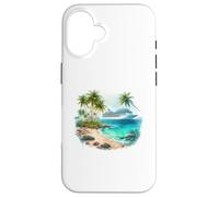 Custodia per iPhone 16 Scena tropicale delle vacanze sulla spiaggia dell'oceano della nave da croci