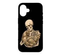 Custodia per iPhone 16 Scheletro che abbraccia il pollo divertente spettrale regalo contadino