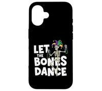 Custodia per iPhone 16 Scheletro danzante Mardi Gras Let The Bones Dance Funny Parade