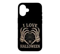 Custodia per iPhone 16 Scheletro Mani Cuore I Love Halloween Spider Costume