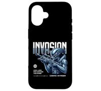 Custodia per iPhone 16 Sci Fi Invasion Cosmic Invader Lock Load Conquista le stelle