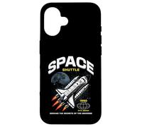 Custodia per iPhone 16 Sci Fi Space Shuttle Alla ricerca dei segreti dell'universo 1990