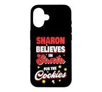 Custodia per iPhone 16 Sharon Believes In Santa Funny Sharon Nome Natale