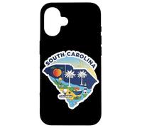 Custodia per iPhone 16 Silhouette della Carolina del Sud con Palma South Carolina