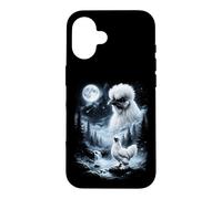 Custodia per iPhone 16 Silkie Pollo Ululando alla Luna 90's Retro