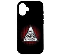Custodia per iPhone 16 Simbolo segreto della piramide mistica degli Illuminati dell'occhio che vede